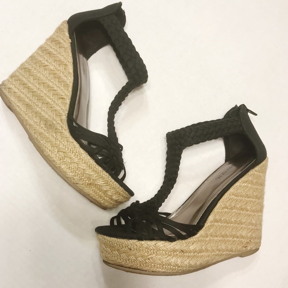 Mossimo Supply Co. Shoes - Mossimo | Straw/Black Canvas Weaved Wedges Size 6